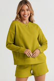 Double Take Full Size Texture Long Sleeve Top and Drawstring Shorts Set 