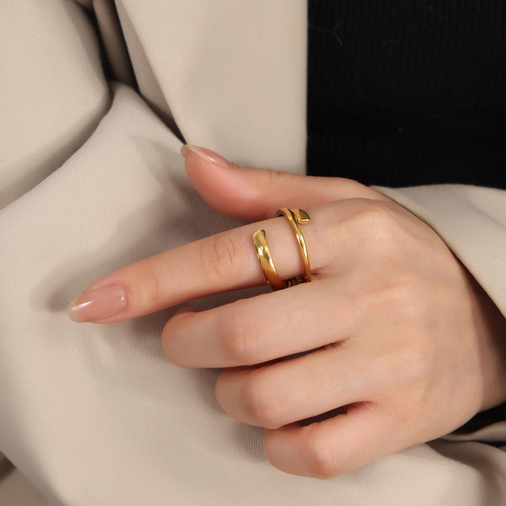 Titanium Steel Layered Wrap Ring 