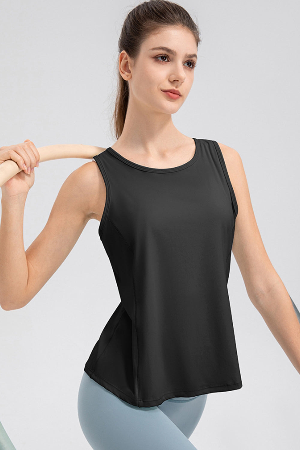 Wide Strap Round Neck Active Tank 