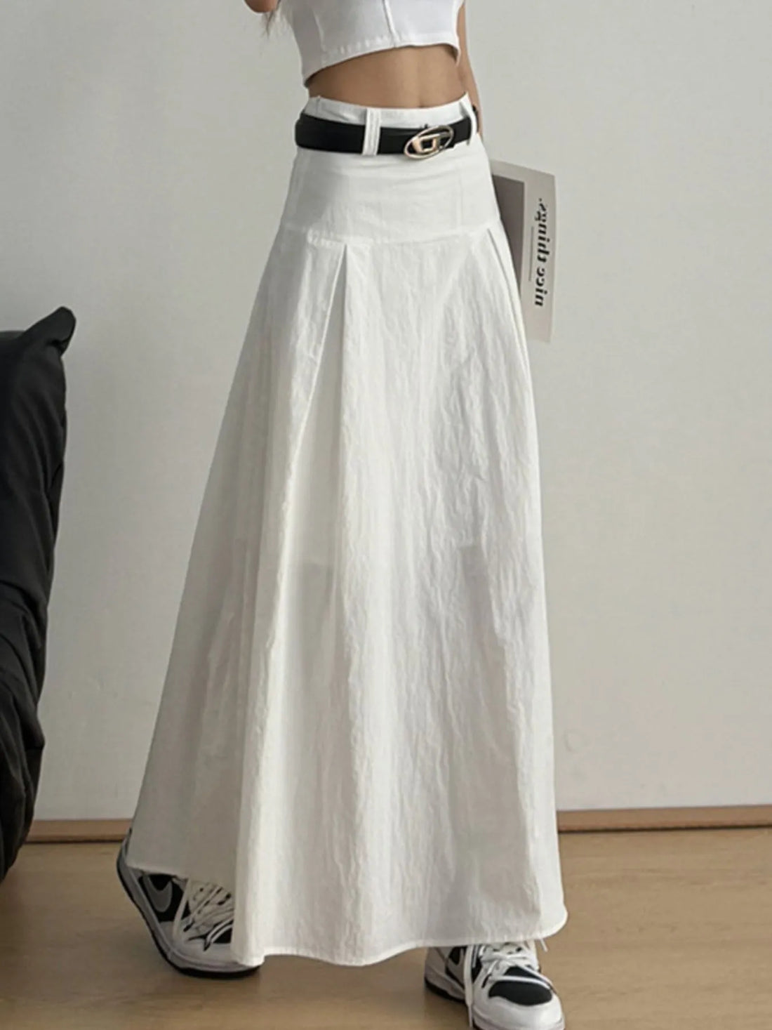 High Waist A-Line Maxi Skirt 