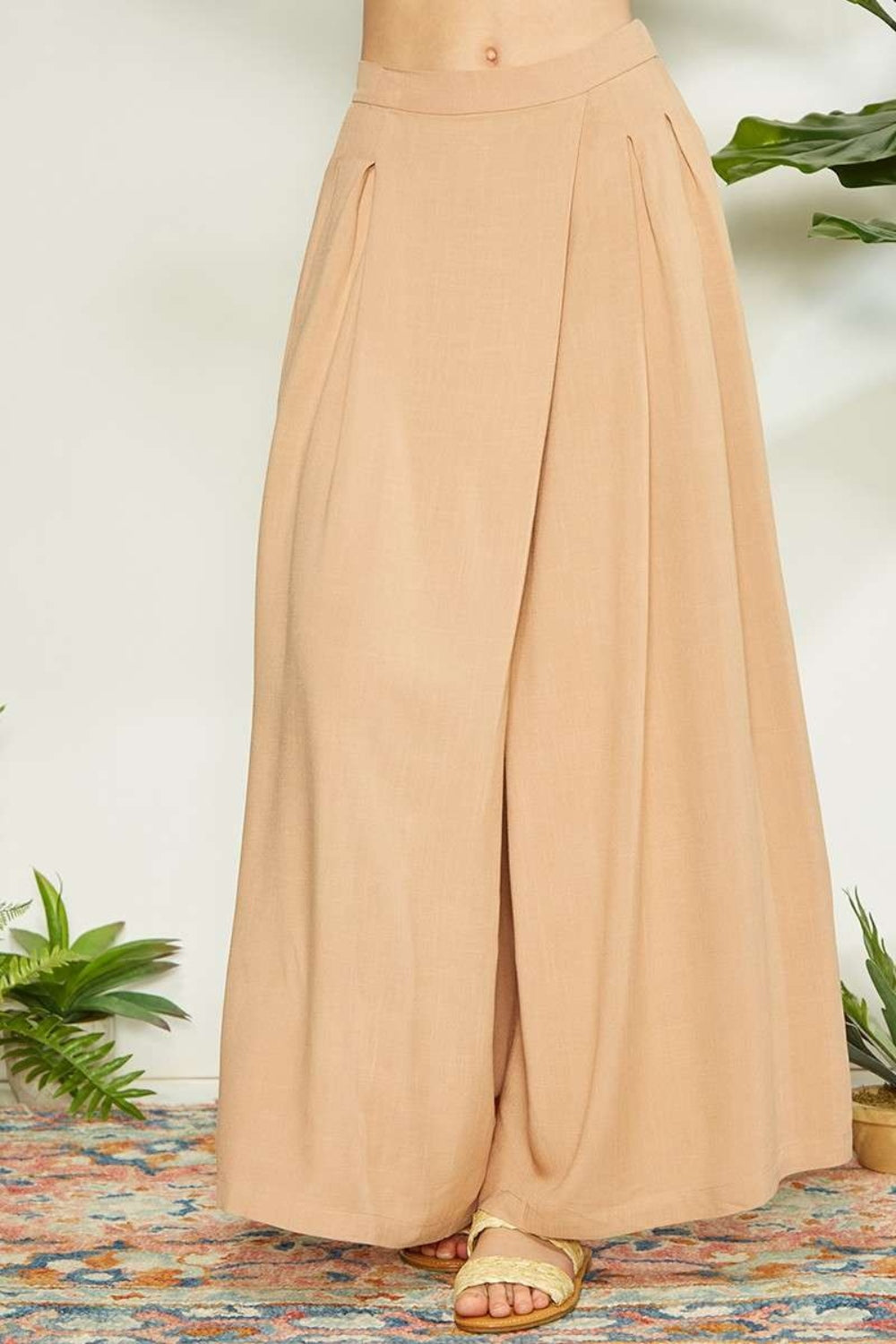 Mittoshop Wrap Pleating Detail Wide Leg Pants 