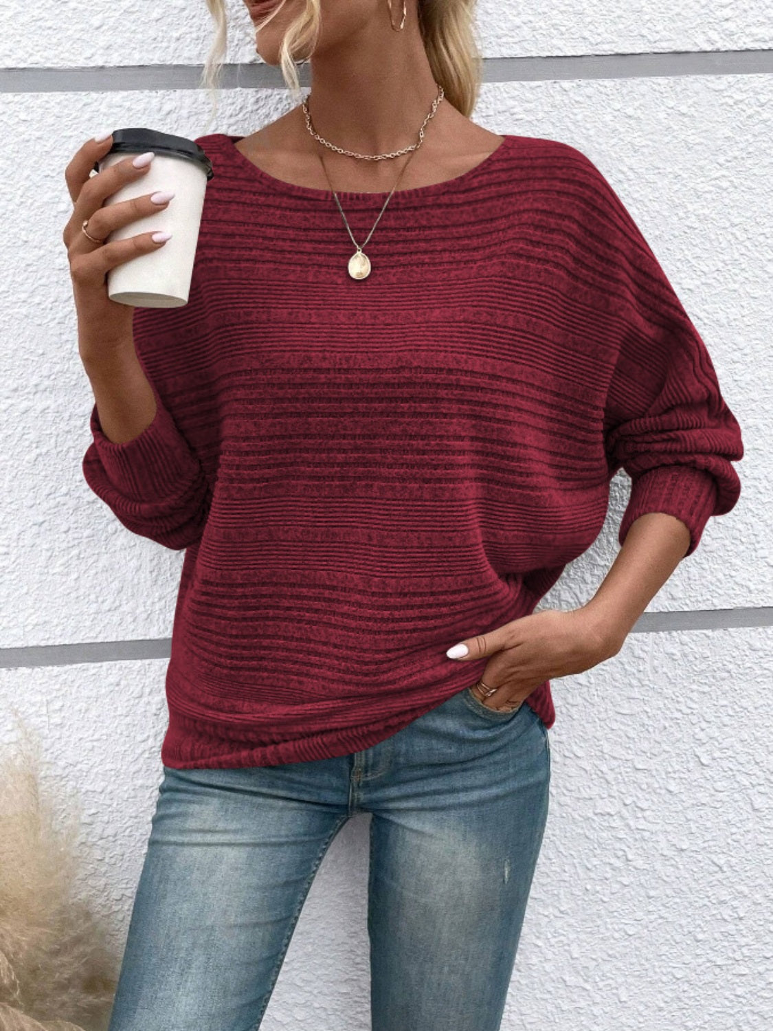 Full Size Round Neck Long Sleeve Top 