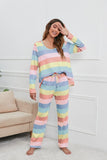 Striped Round Neck Long Sleeve Top and Drawstring Pants Lounge Set Lingerie & Nightwear
