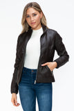 YMI Faux Layered Double-Zipper Jacket with Fuzzy Hood 
