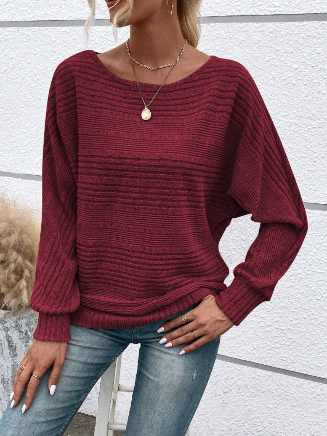 Full Size Round Neck Long Sleeve Top 