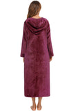 Zip Front Hooded Night Dress with Pockets 