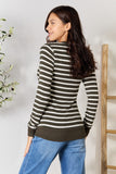 Zenana Full Size Striped Snap Down Cardigan 
