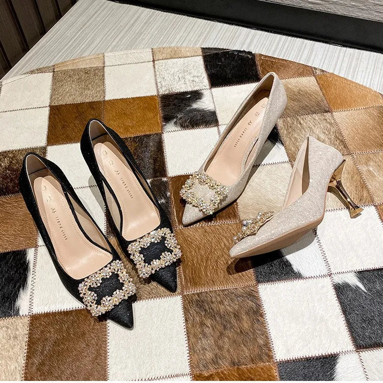 Point Toe Flare Heels Pumps 