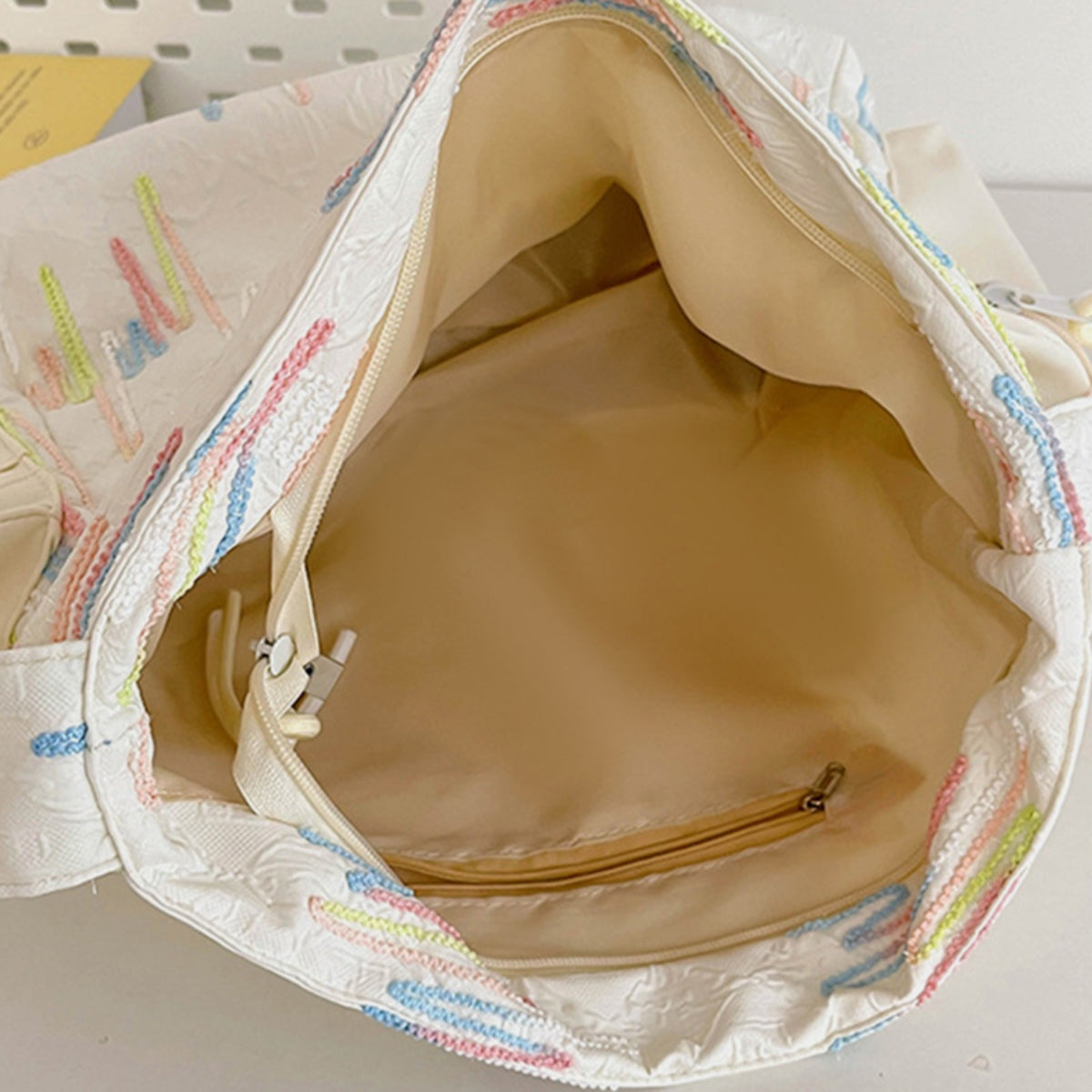 Contrast Texture Shoulder Bag 