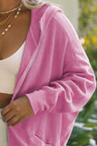Waffle-Knit Pocketed Zip Up Hooded Jacket 