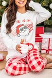 ITS THE SEASON Round Neck Top and Plaid Pants Lounge Set Lingerie & Nightwear