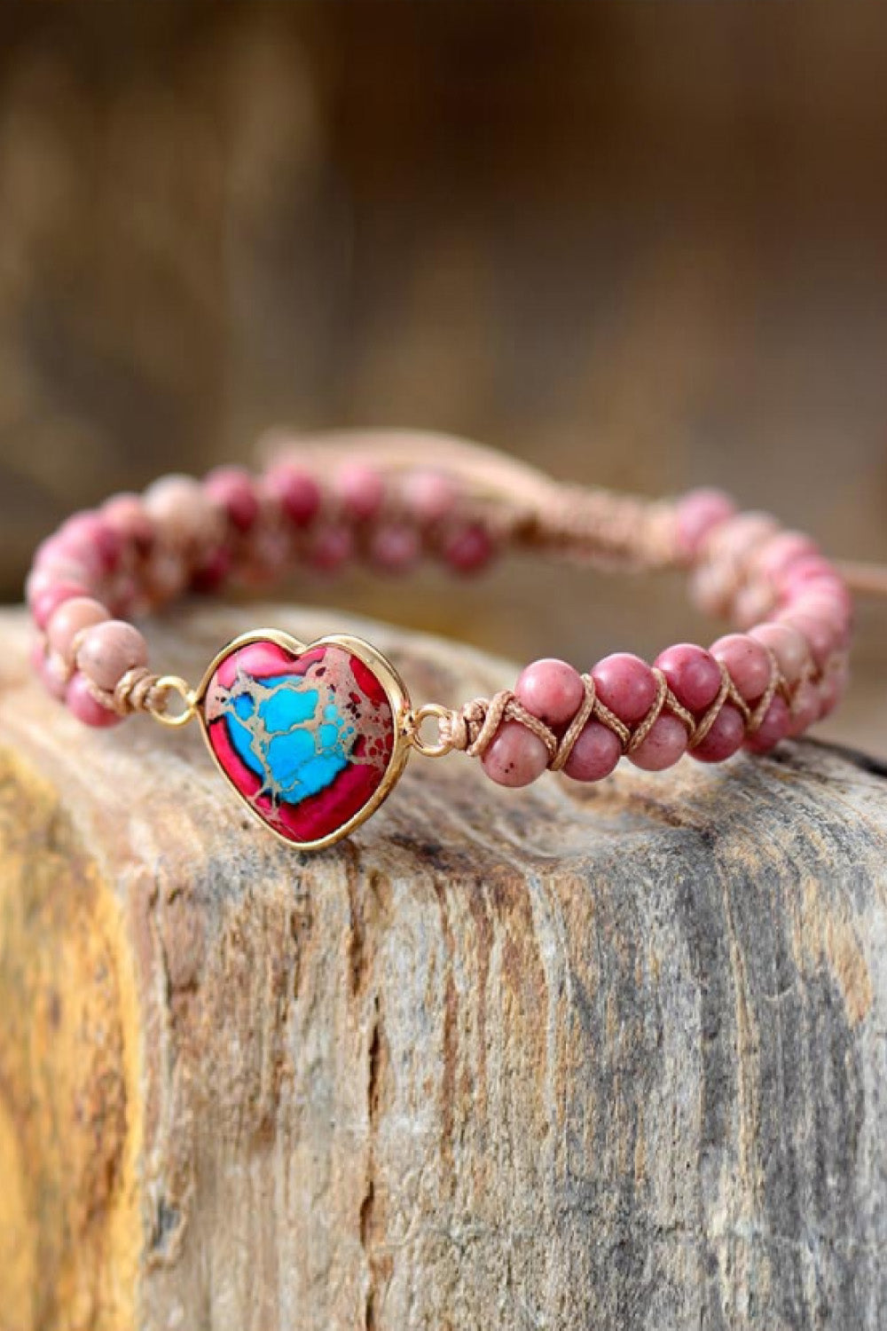 Handmade Heart Shape Natural Stone Bracelet 