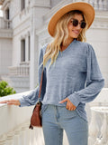 Heathered V-Neck Long Sleeve T-Shirt 
