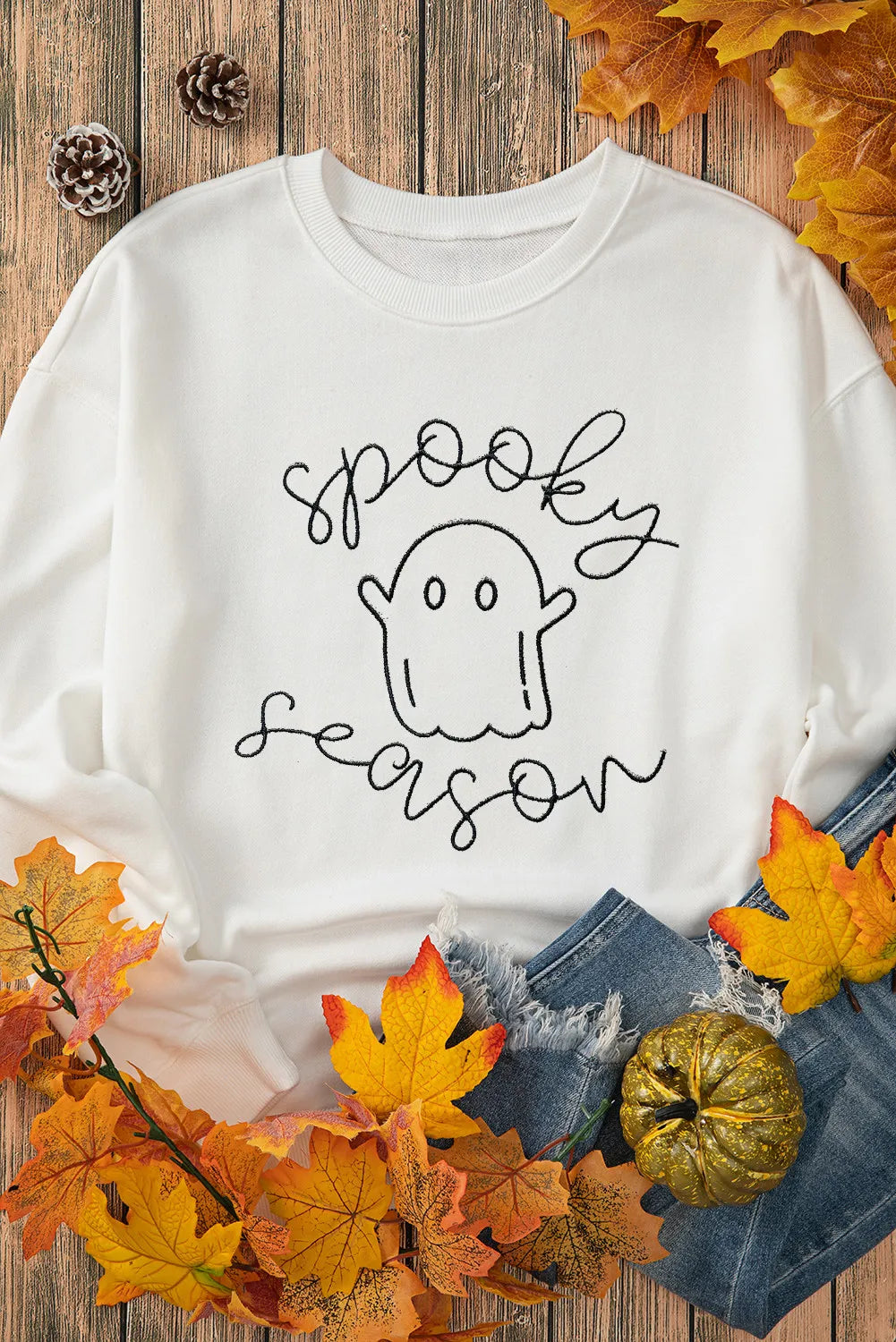 Ghost Graphic Long Sleeve Dropped Shoulder Sweatshirt 