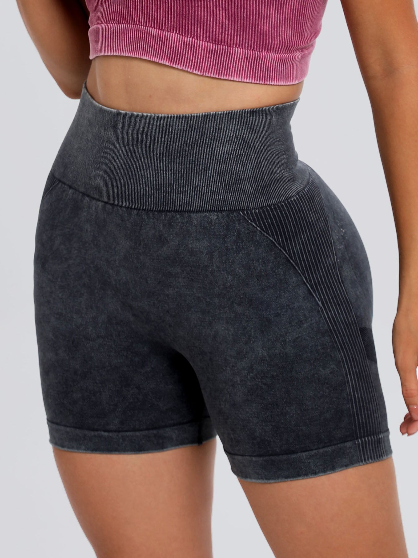 Washed High Waist Active Shorts 