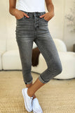 Judy Blue Full Size Button Fly High Waist Cuffed Capris 