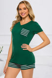 Striped Short Sleeve Top and Shorts Lounge Set Lingerie & Nightwear