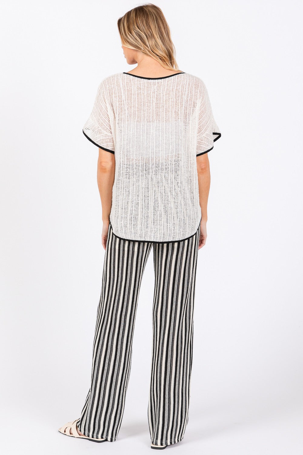 GeeGee Contrast Trim Short Sleeve Knit Cover Up 