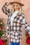 And The Why Plaid Open Front Hooded Shacket 
