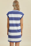 Basic Bae Full Size Striped Round Neck Cap Sleeve Mini Dress 
