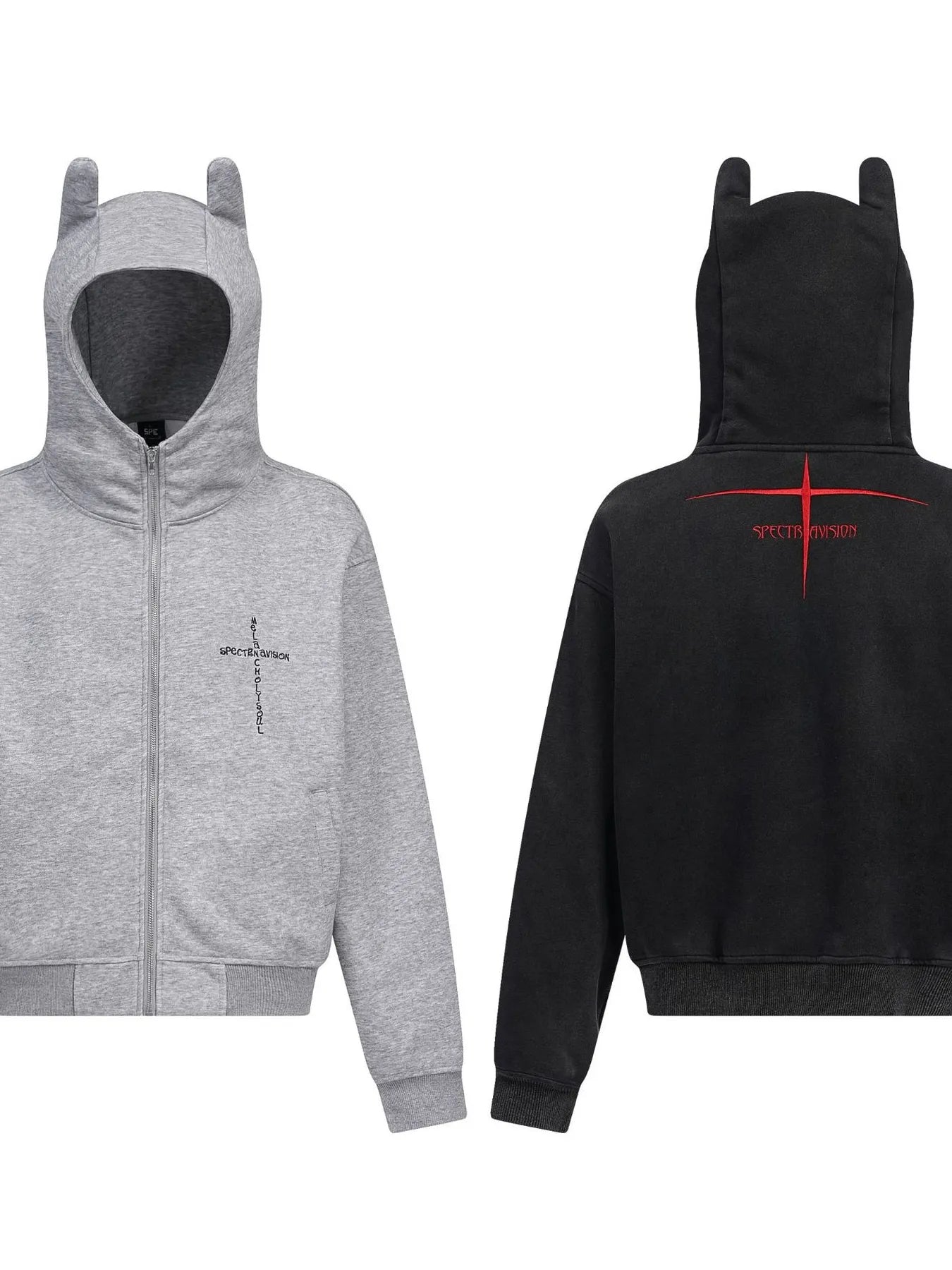 Men's Devil Horn Zip-Up Hoodie 