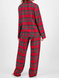 Plaid Collared Neck Button Up Top and Pants Lounge Set Lingerie & Nightwear