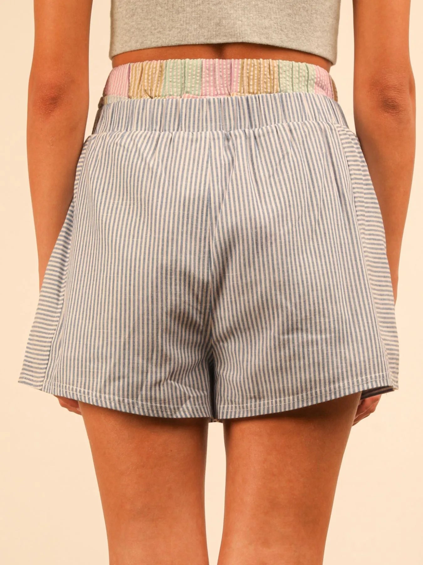 Striped High-Waist Shorts 
