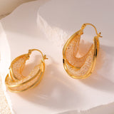 Copper Glass Stone U Shape Earrings 