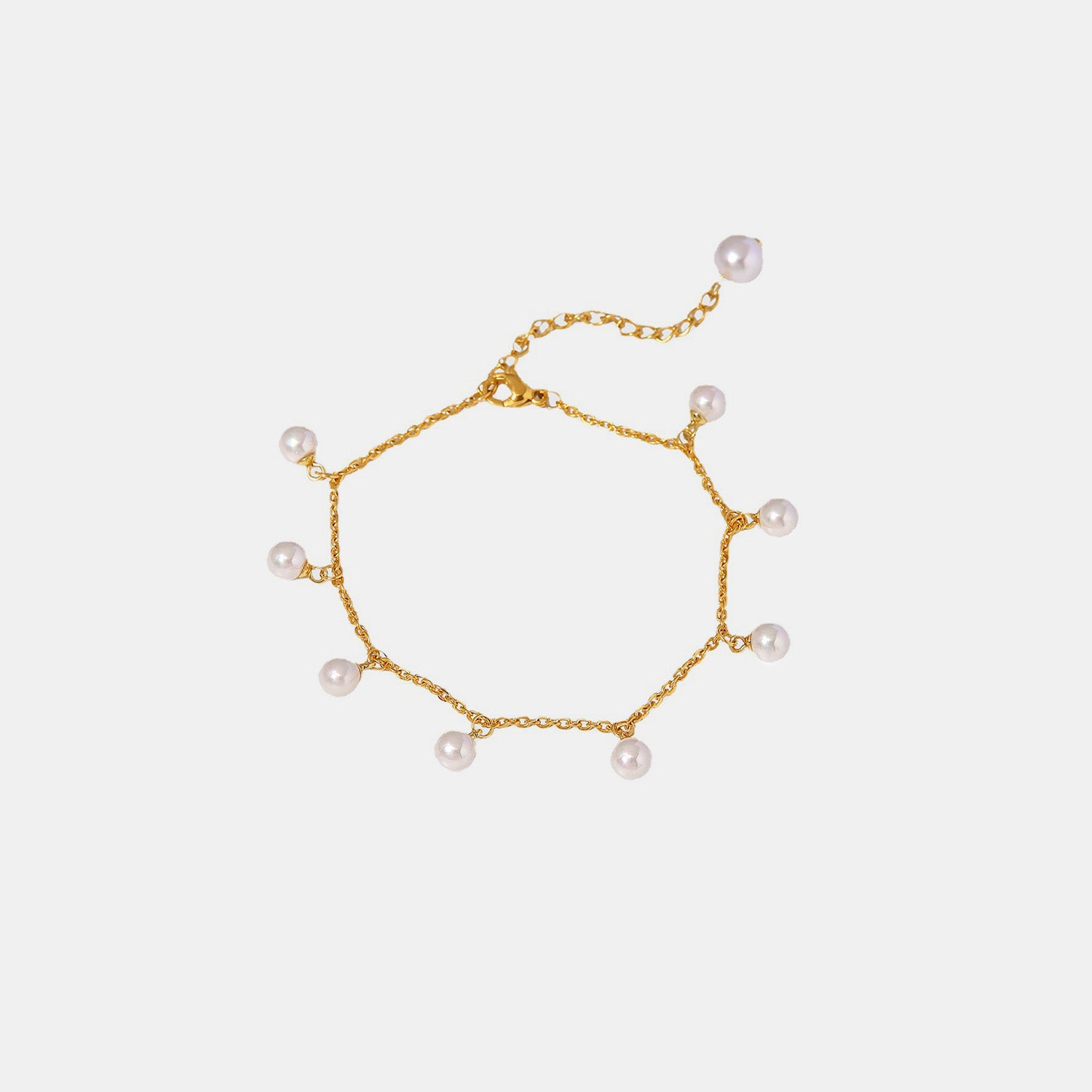 Pearl 18K Gold-Plated Charm Anklet 