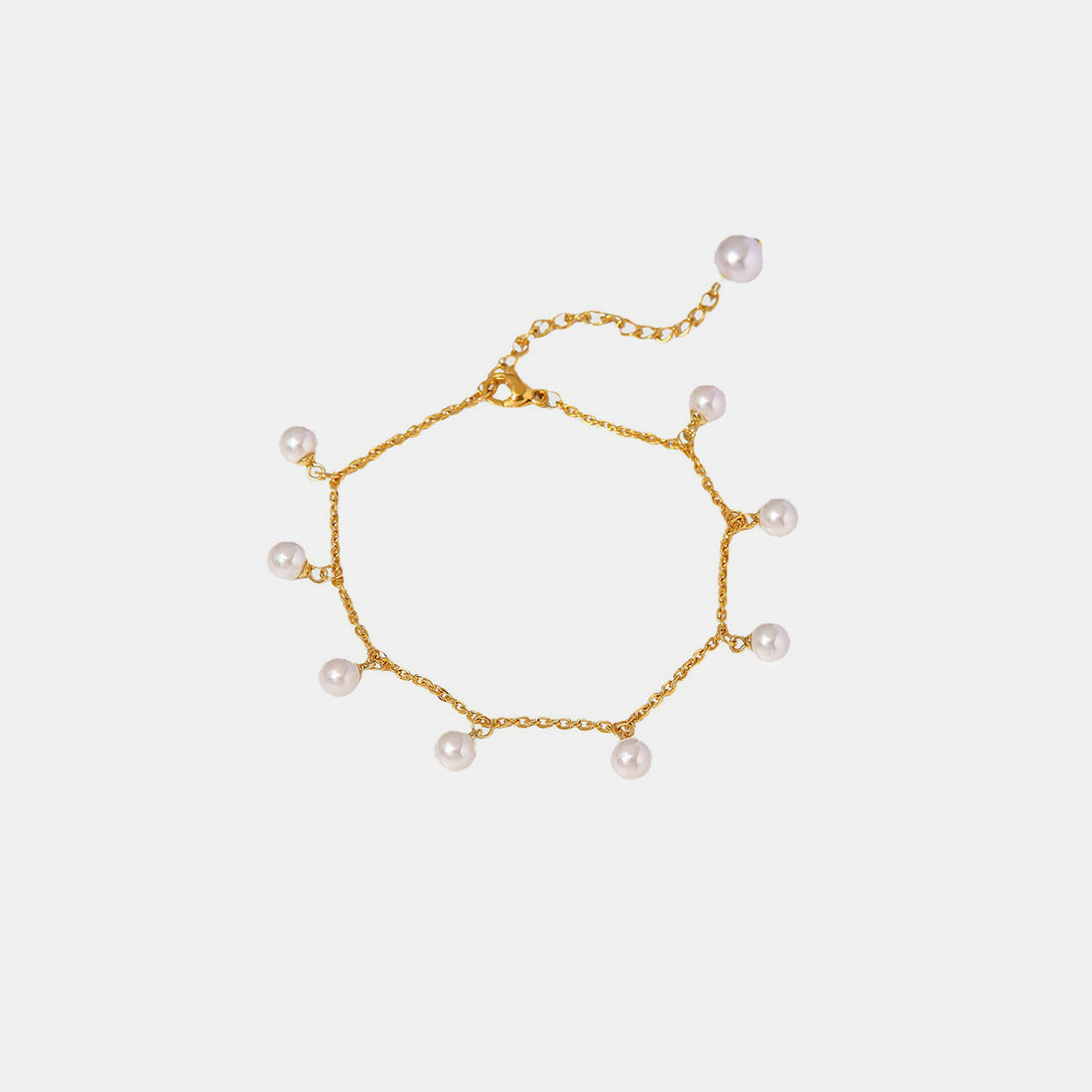 Pearl 18K Gold-Plated Charm Anklet 
