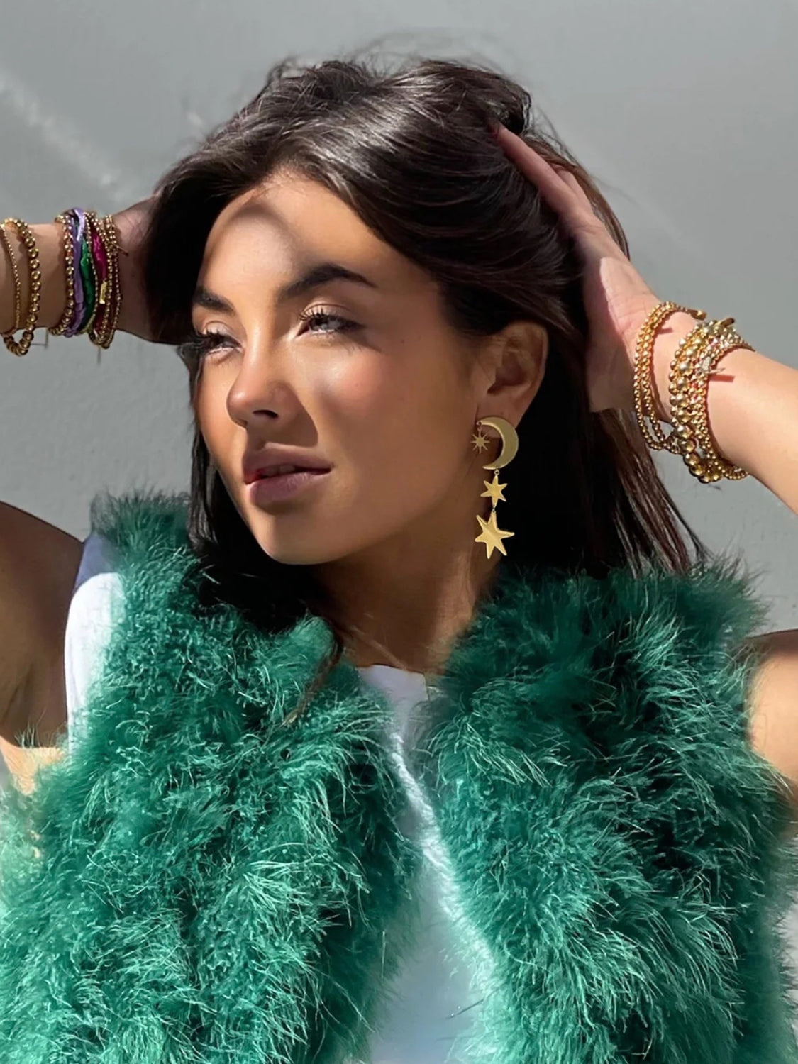 18K Gold-Plated Moon & Star Dangle Earrings 