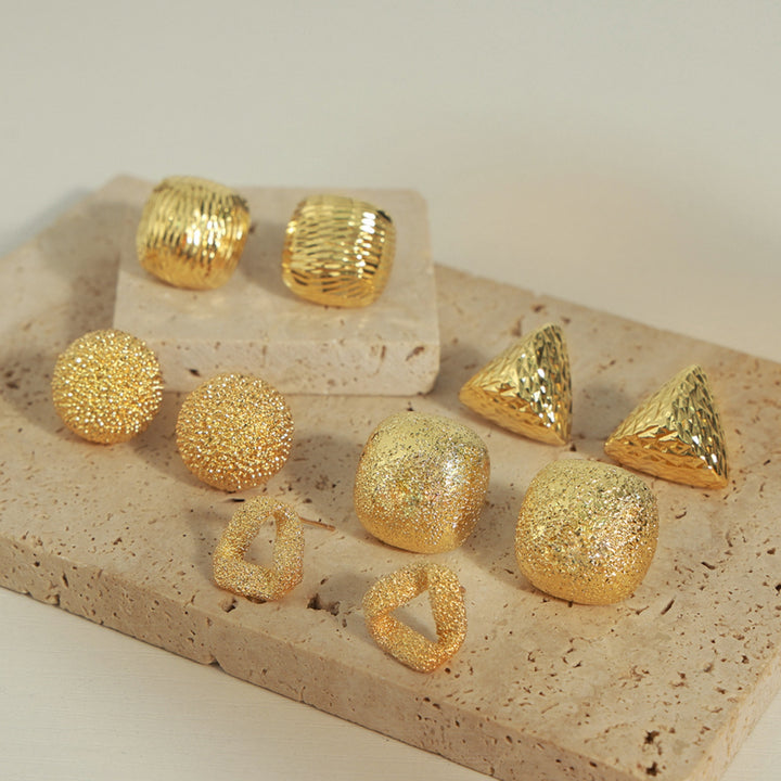 Gold-Plated Geometric Stud Earrings 
