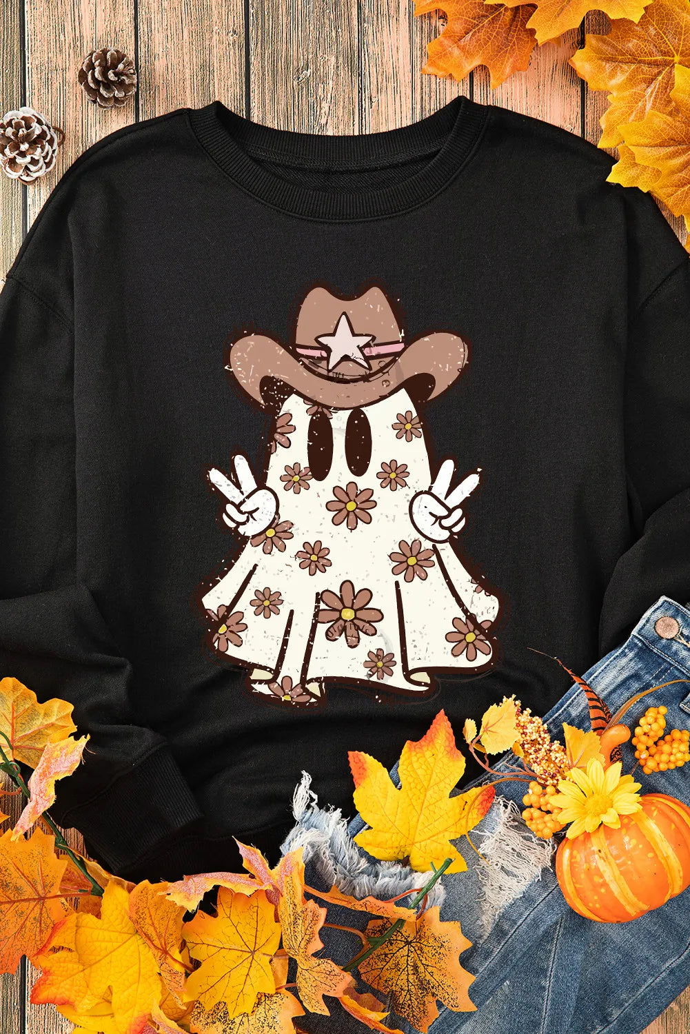 Ghost Round Neck Long Sleeve Sweatshirt 