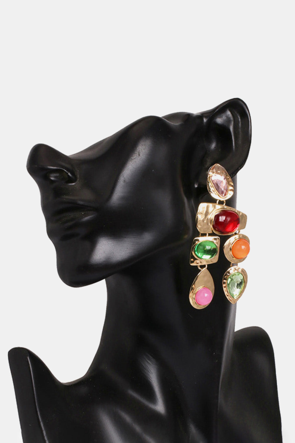 Geometrical Zinc Alloy Frame Resin Dangle Earrings 