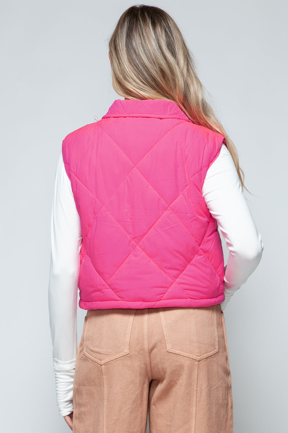 Snobbish Snap Down Quilted Crop Vest 