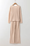 Round Neck Long Sleeve Top and Drawstring Pants Lounge Set Lingerie & Nightwear