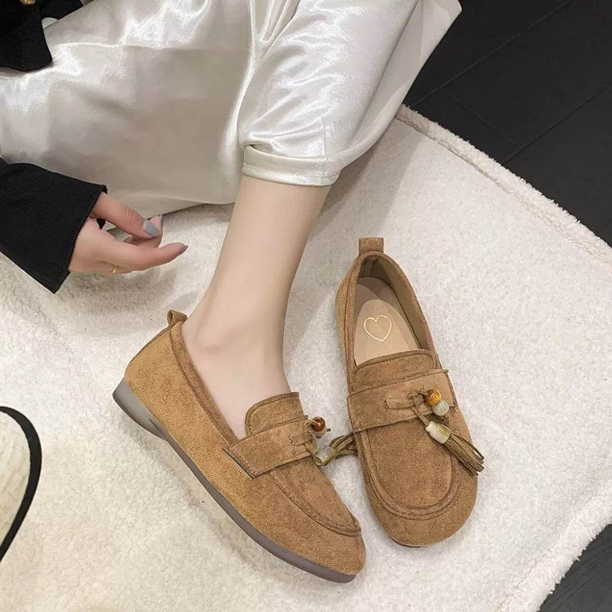 Tassel Round Toe Slip-Ons 