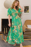 ODDI Full Size Floral Smocked Tied Back Maxi Dress Dresses