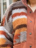 Plus Size Color Block Snap Down Jacket 