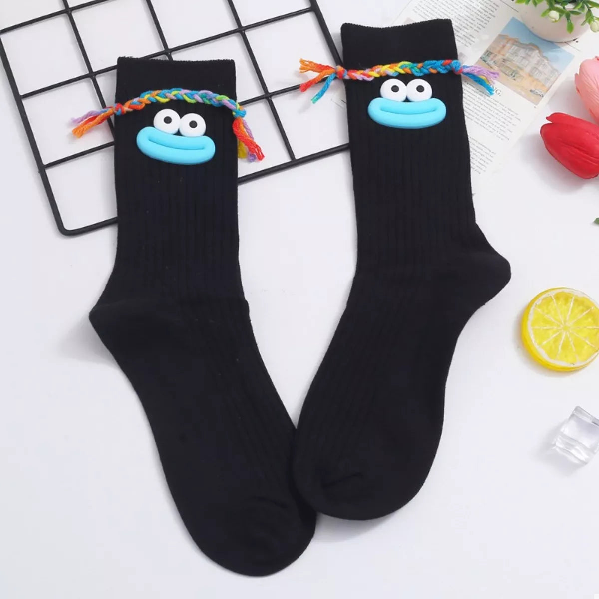Cartoon Ribbed Knit Crew Socks Lingerie & Nightwear
