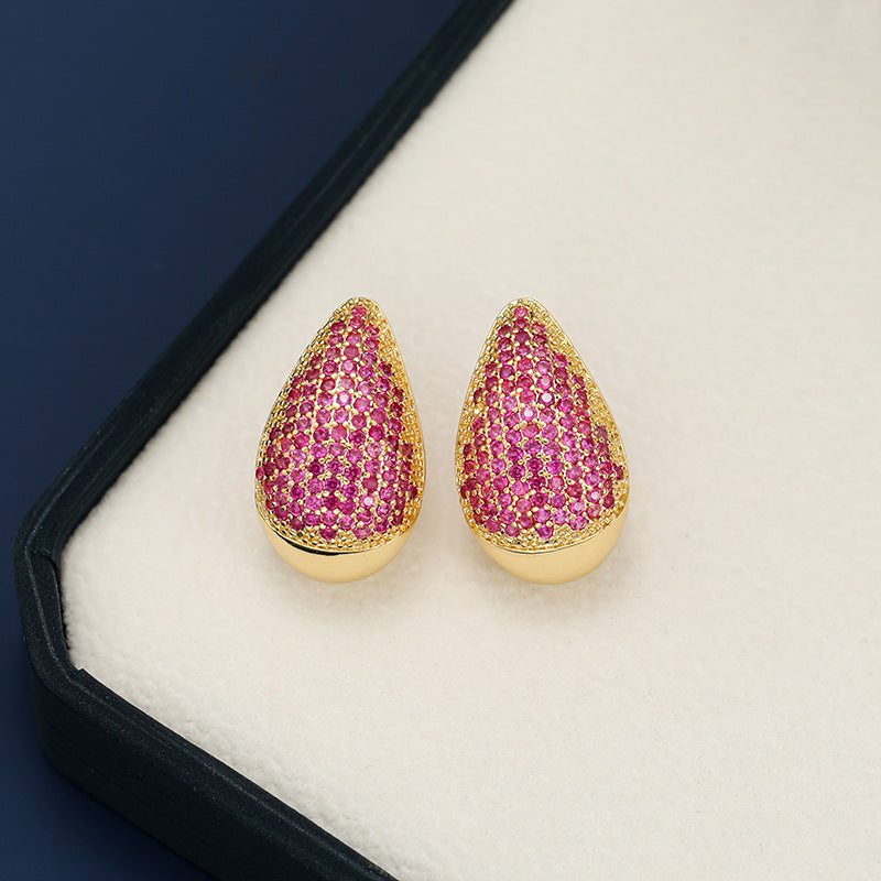 18K Gold-Plated Zircon Teardrop Earring 