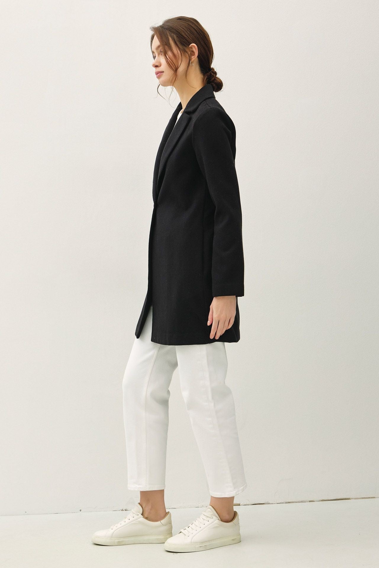 Be Cool Single Button Long Sleeve Coat with Pockets 