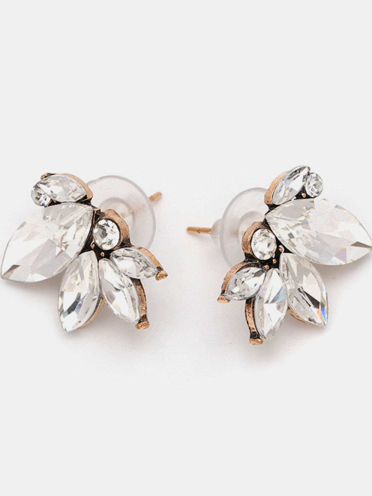 Alloy Rhinestone Flower Stud Earrings 