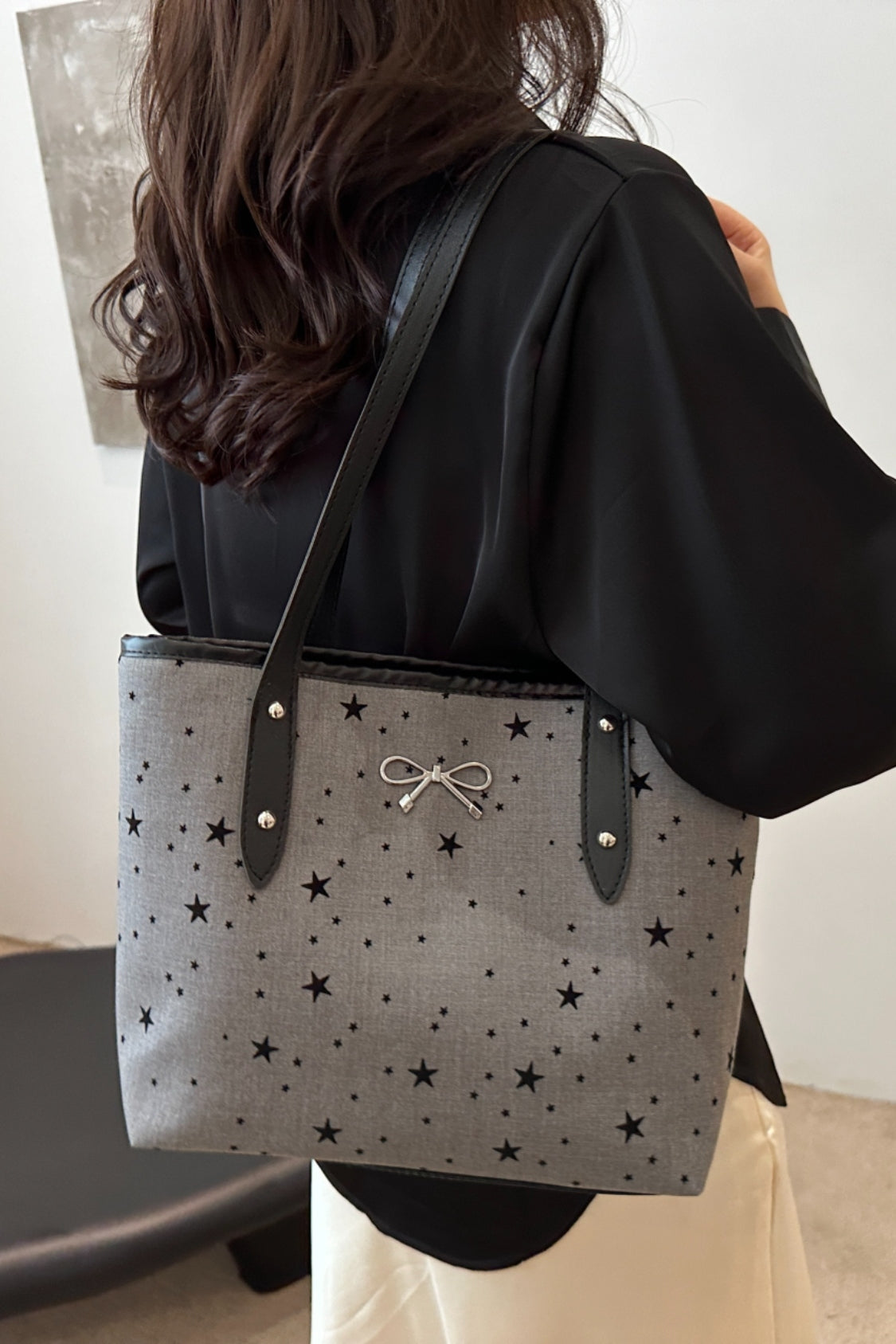 Bow Trim Polyester Tote Bag 