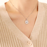 Butterfly Square Titanium Steel Pendant Necklace 