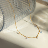 Stainless Steel Rhinestone Charm Necklace 