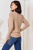 Double Take Drawstring Ribbed Long Sleeve T-Shirt 