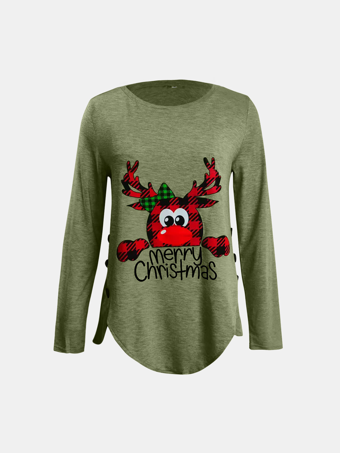 Full Size Reindeer Round Neck Long Sleeve T-Shirt 