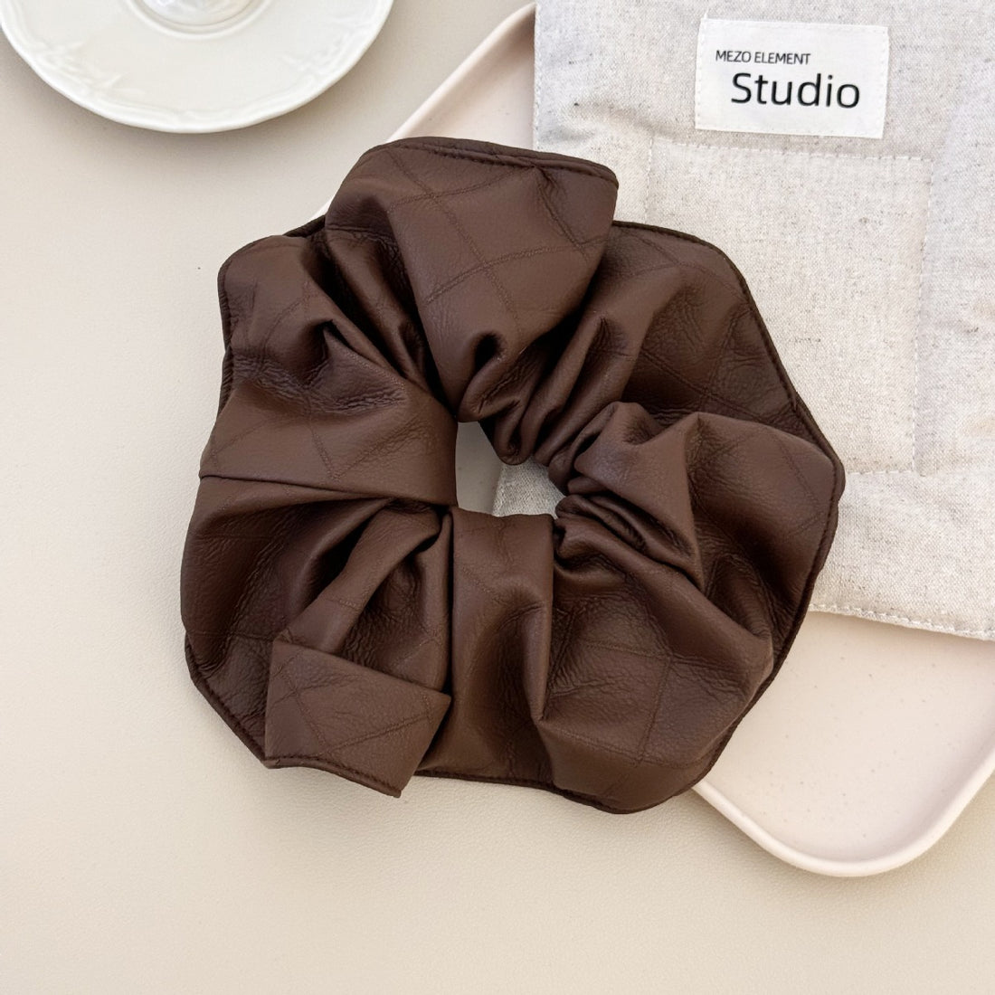 3-Piece PU Leather Elastic Hair Scrunchy 
