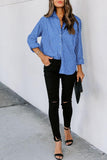 Lovelet Striped Button Up Long Sleeve Shirt 